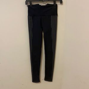 Fabletics Black Rib Leggings with Stripes and Back Lace Up Section, XSmall